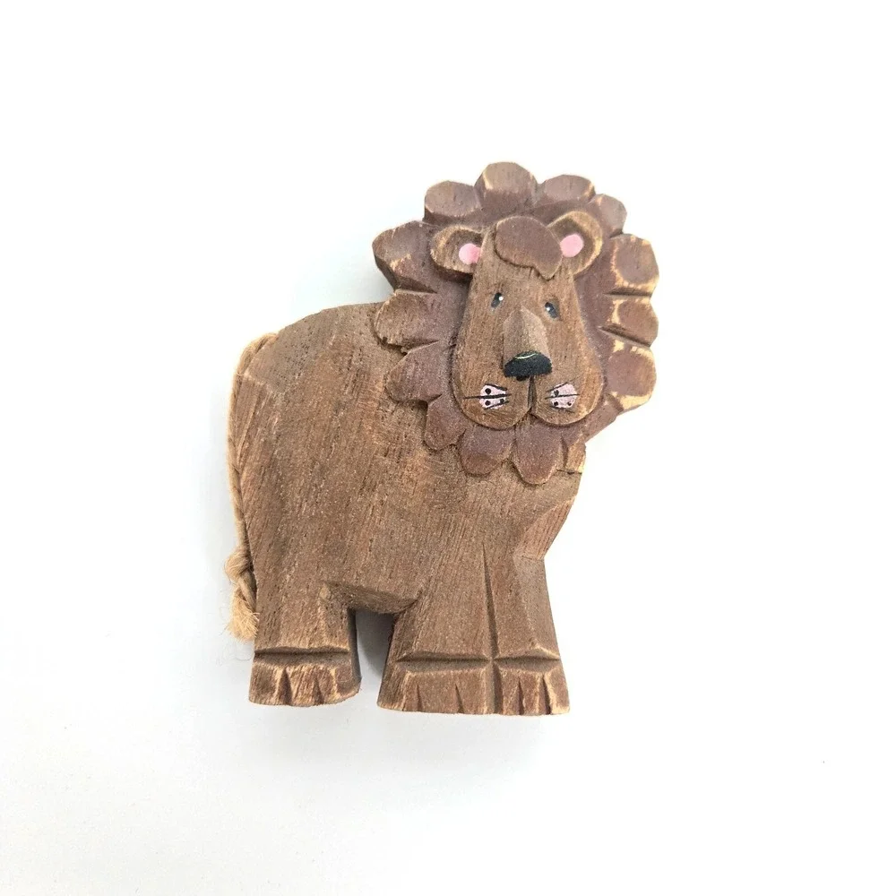 Noah's Ark Noah and Lion Wood Wooden Decorative Animals Home Decor Delton - Picture 3 of 13